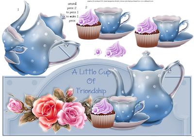 Little Cup of Friendship Over the Top Blue Large Card