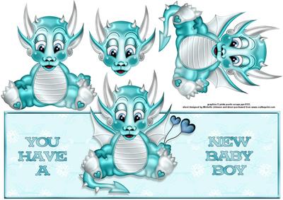 Little Dragon Baby Boy Over the Top Large Card