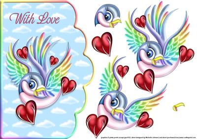 Love Bird Scallope Edge Curve Card