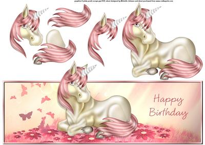 Pink Haired Unicorn Over the Top Large Card