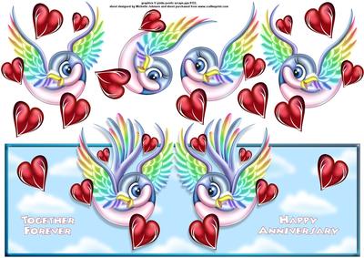 Love Birds Anniversary Over the Top Large Card