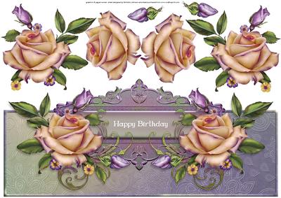 Heritage Roses Birthday Over the Top Large Card