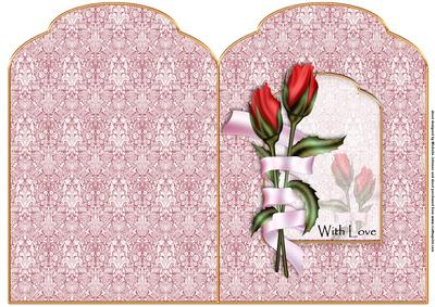 Red Roses with Love Scalloped Top Quick Card