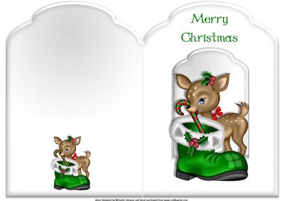 Deer, Candy Cane and Santas Boot Scalloped Top Quick Card