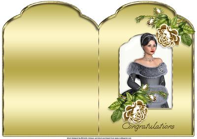 Winter Bride and Vintage Roses Scalloped Top Quick Card