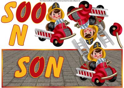 Little Fireman Son Over the Top Large Card