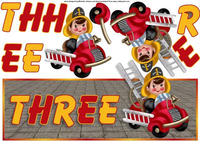 Little Fireman Three Over the Top Large Card