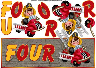 Little Fireman Four Over the Top Large Card