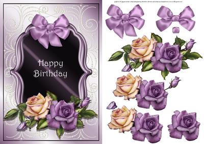 Heritage Roses Card Front with Decoupage