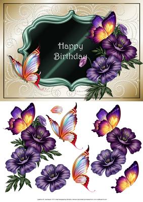 Purple Passions and Butterflies Card Front