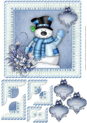 Snowman and Winter Flowers Duo Corner Stacker