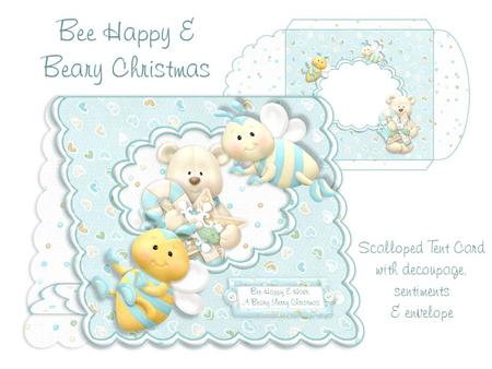 Bee Happy & Beary Christmas Scalloped Tent Card