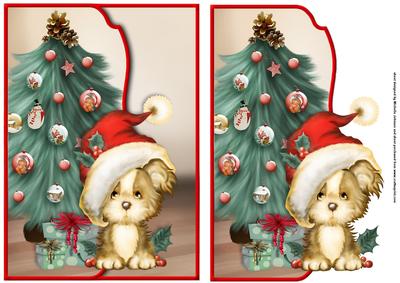 Christmas Pup Fancy Edge Envelope Card