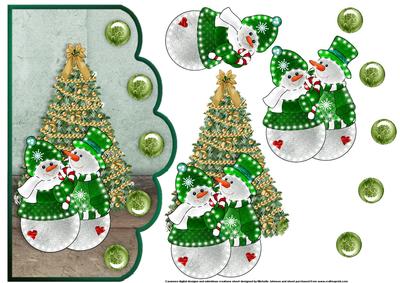 Mr & Mrs Snowman Scallope Edge Curve Card