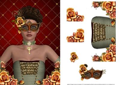 Masquerade and Autumn Roses Card Front