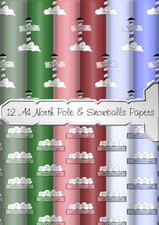 12 A4 North Pole and Snowballs Christmas Backing Papers
