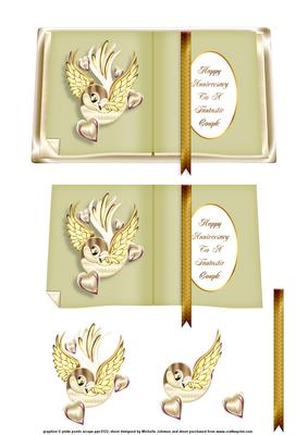 Golden Love Bird Anniversary Book Sheet