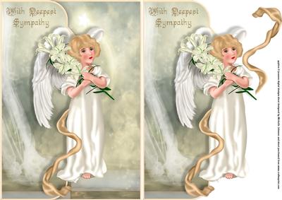 Sympathy Angel with Lilies Fancy Edge Envelope Card