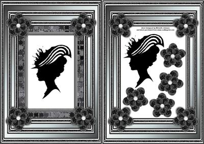 Monochrome Cameo Lady 3 Silhouette Card Front