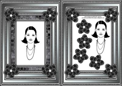 Monochrome Art Deco Lady Silhouette Card Front