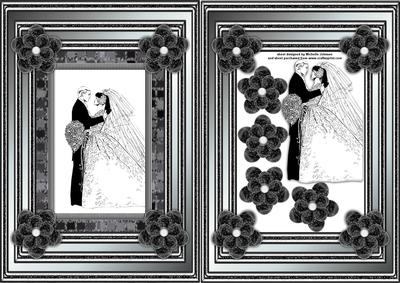 Monochrome Bride & Groom Wedding Card Front