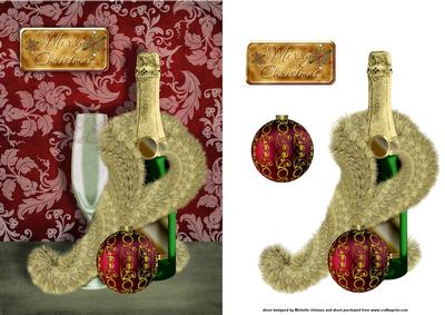 Christmas Champagne and Bauble Card Front