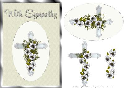 Sympathy Cross and Flowers Card Front