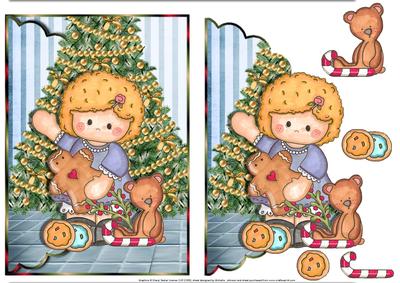 My Christmas Teddy and Gingerbread Scalloped Envelope Card