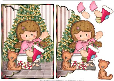 My Christmas Stocking and Teddy Scalloped Edge Envelope Card
