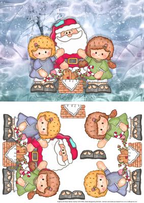 Santa and Friends Card Front with Decoupage