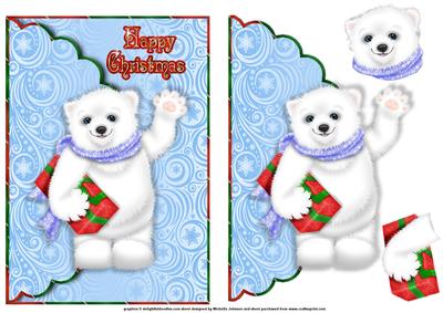Polar Bear Scalloped Edge Faux Envelope Card