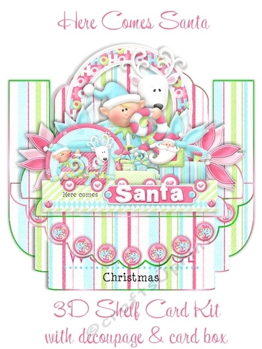Here Comes Santa 3D Shelf Card Kit with Card Box