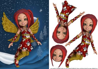 Kiki Christmas Fairy Card Front with Decoupage