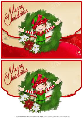 Christmas Elf Fancy Edge Faux Envelope Card