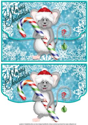 Christmas Mouse Fancy Edge Faux Envelope Card