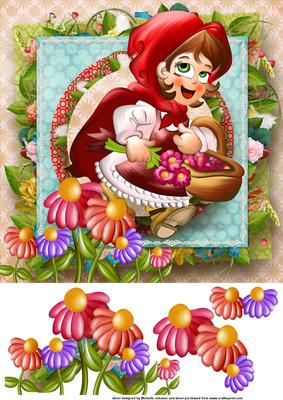 Little Red Riding Hood 8 x 8 Topper with Decoupage