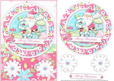 Santa's Merry Christmas Card Front with Topper
