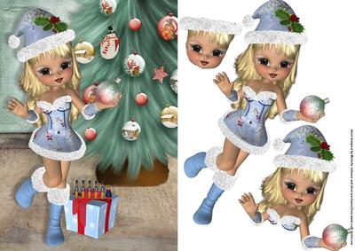 Christmas Cookie Card Front with Decoupage 1