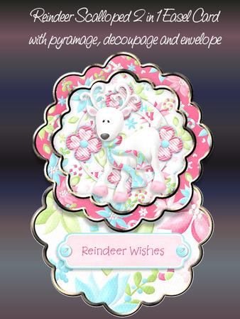 Reindeer 2 1n 1 Scalloped Easel Card Kit