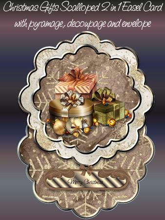 Christmas Gifts 2 1n 1 Scalloped Easel Card Kit