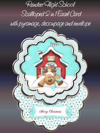Reindeer Flight School 2 1n 1 Scalloped Easel Card Kit