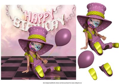 Kiki Clown Birthday Topper with Decoupage