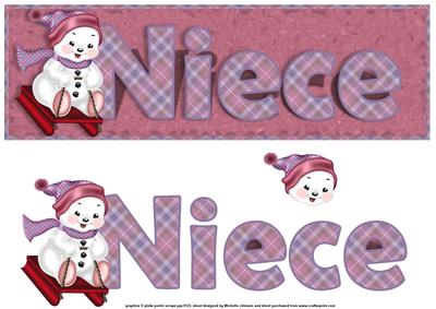 Niece Sleighing Snowman Large Dl Card