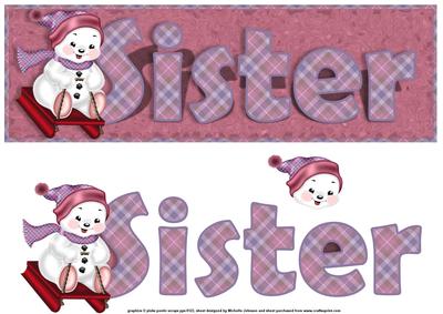 Sister Sleighing Snowman Large Dl Card