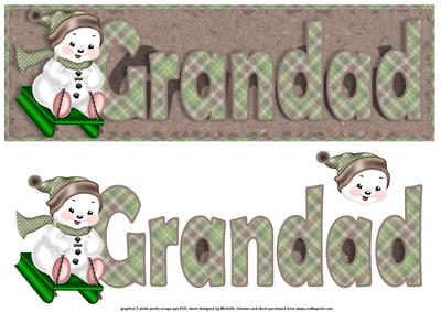 Grandad Sleighing Snowman Large Dl Card