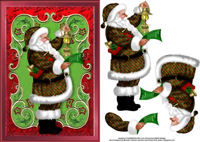 Santa's Christmas List Card Front with Decoupage