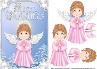Christmas Angel Card Front with Decoupage