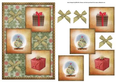 Snowglobe and Presents Three Square Quick Card