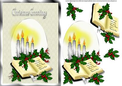 Candles and Bible Card Front with Decoupage