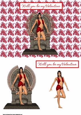 Valentine Temple Maiden Card Front with Decoupage